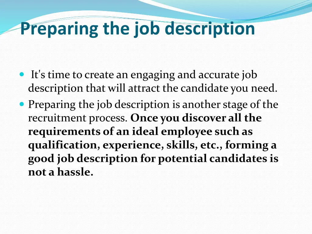 preparing the job description