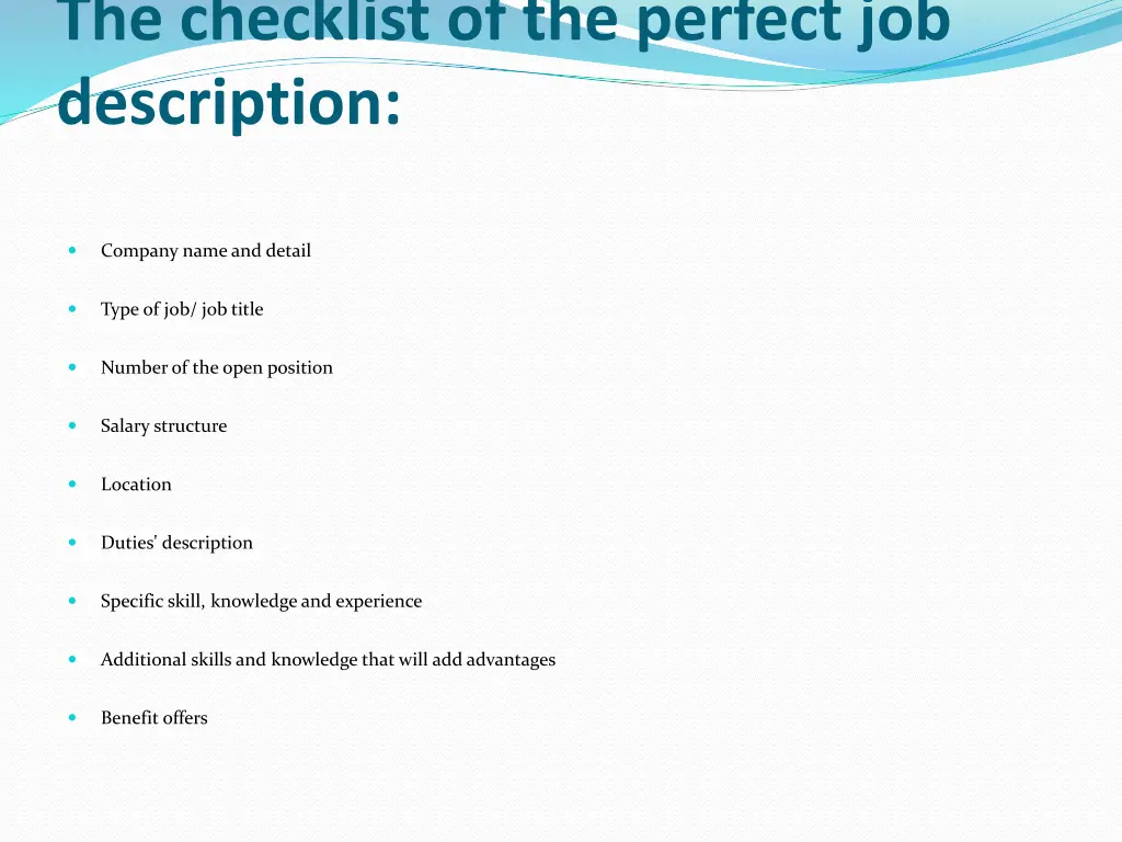 the checklist of the perfect job description