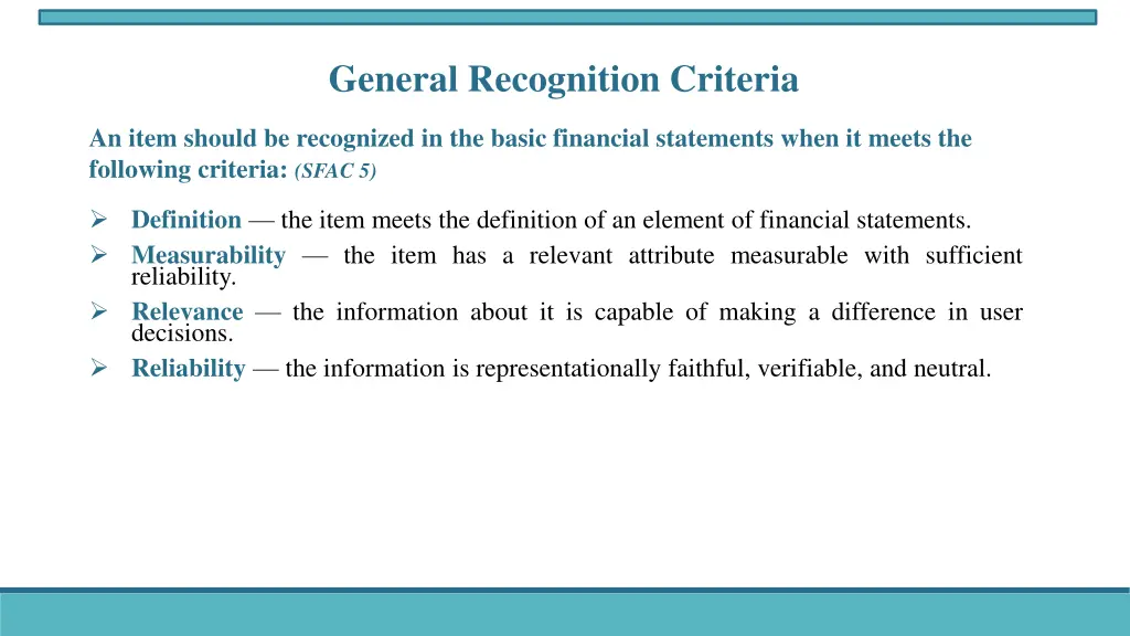 general recognition criteria