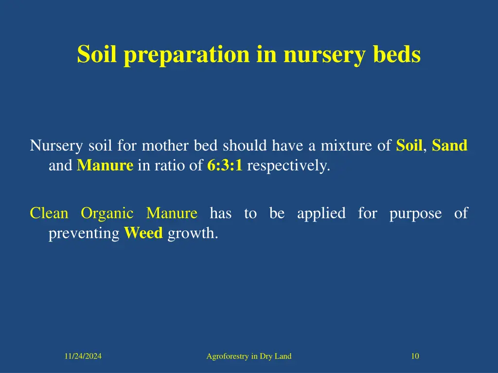 soil preparation in nursery beds