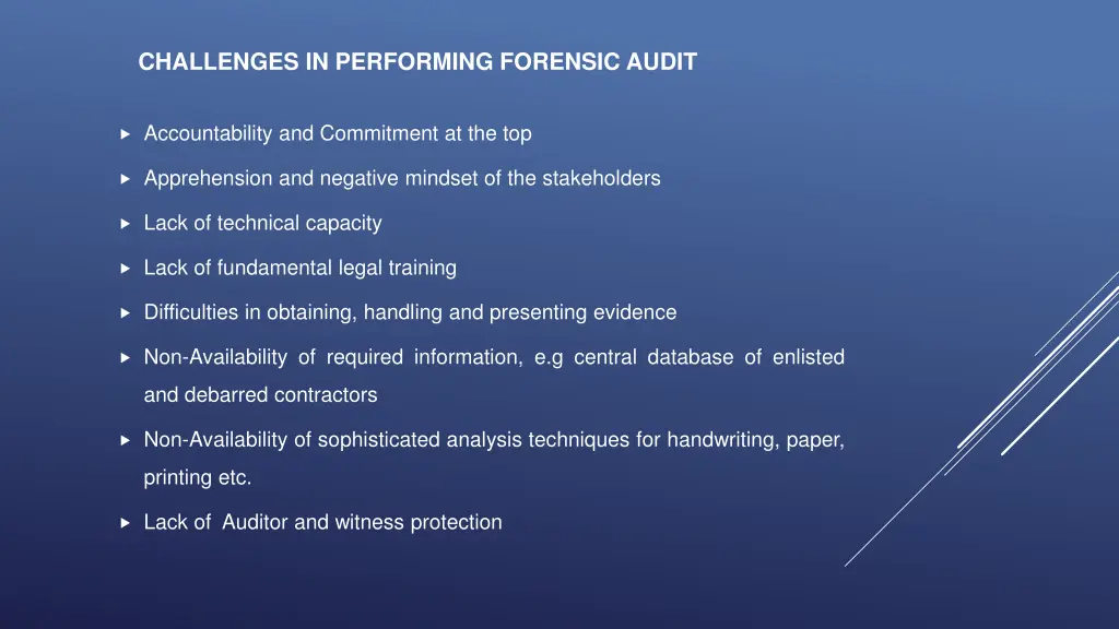 challenges in performing forensic audit