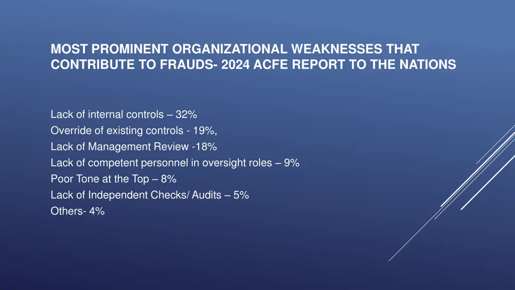 most prominent organizational weaknesses that
