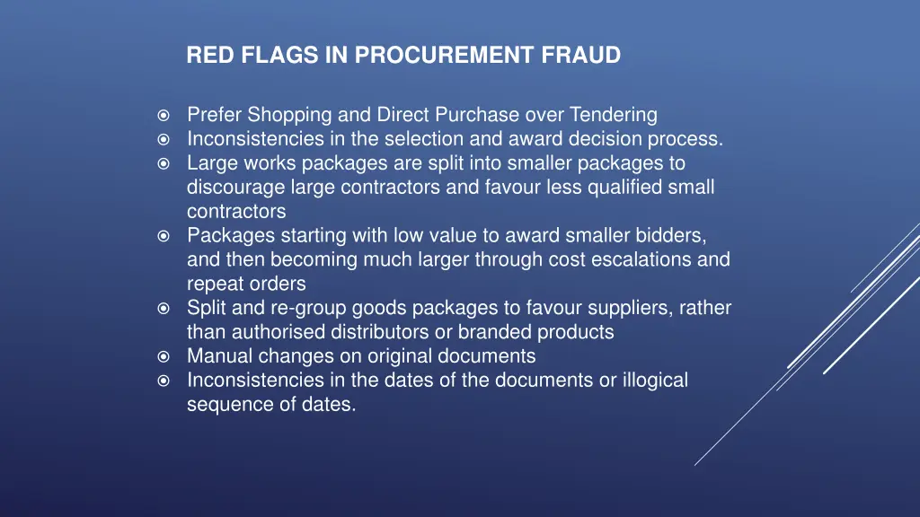 red flags in procurement fraud