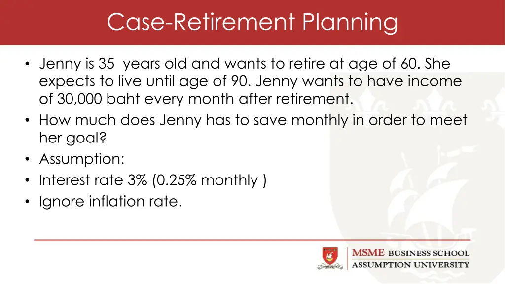 case retirement planning