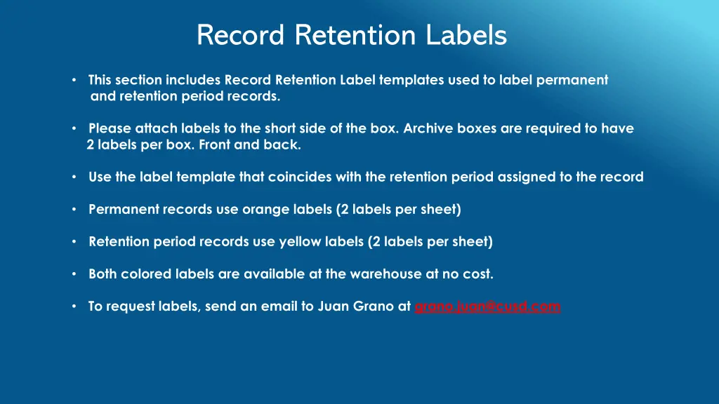 record retention labels