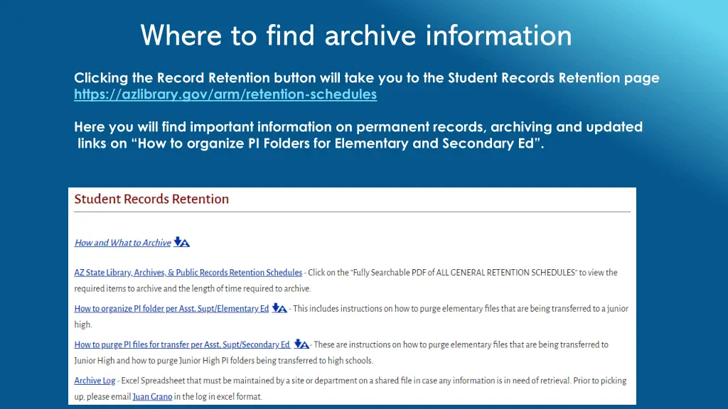 where to find archive information