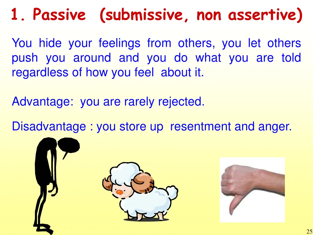 1 passive submissive non assertive