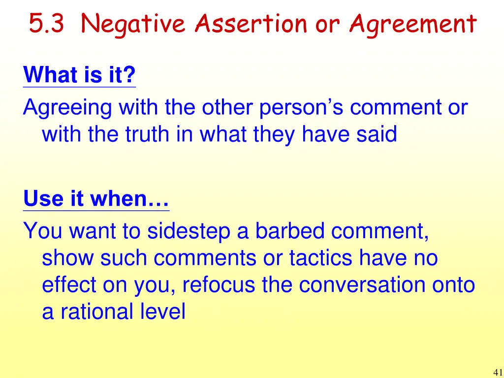 5 3 negative assertion or agreement