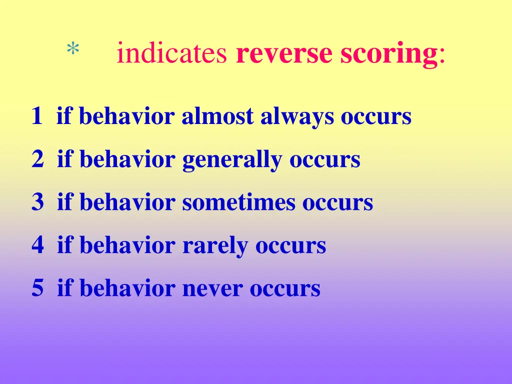 indicates reverse scoring