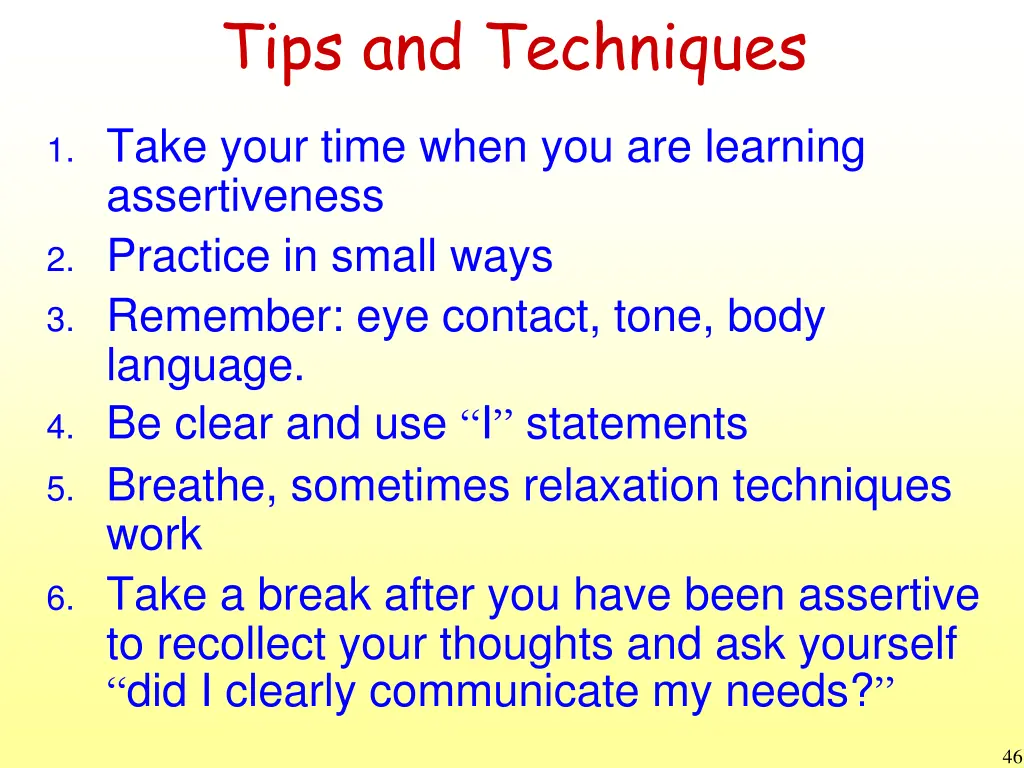 tips and techniques