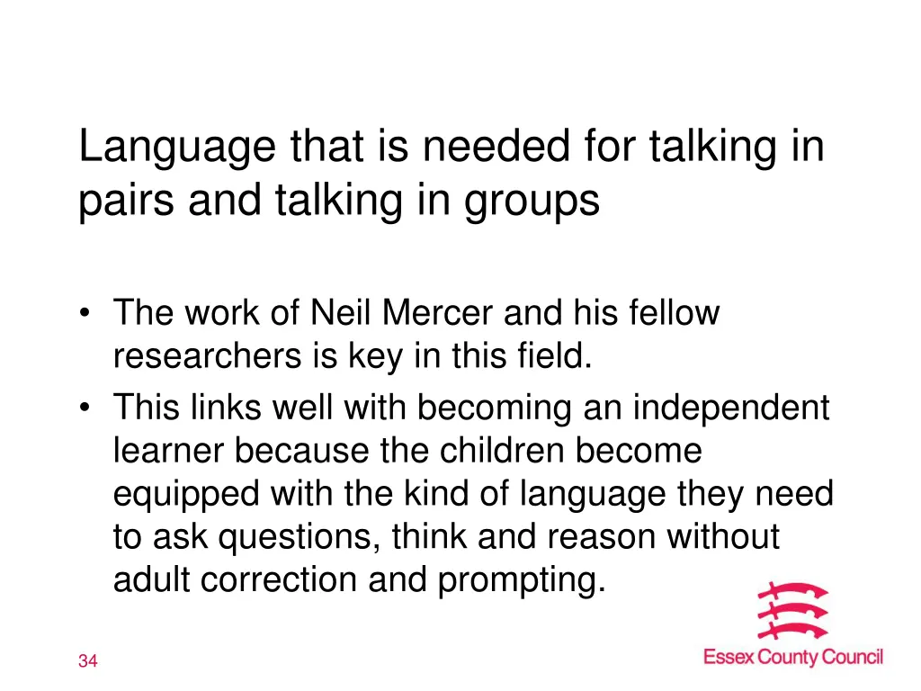 language that is needed for talking in pairs