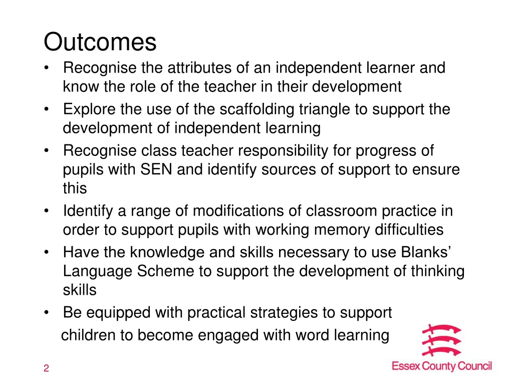 outcomes recognise the attributes