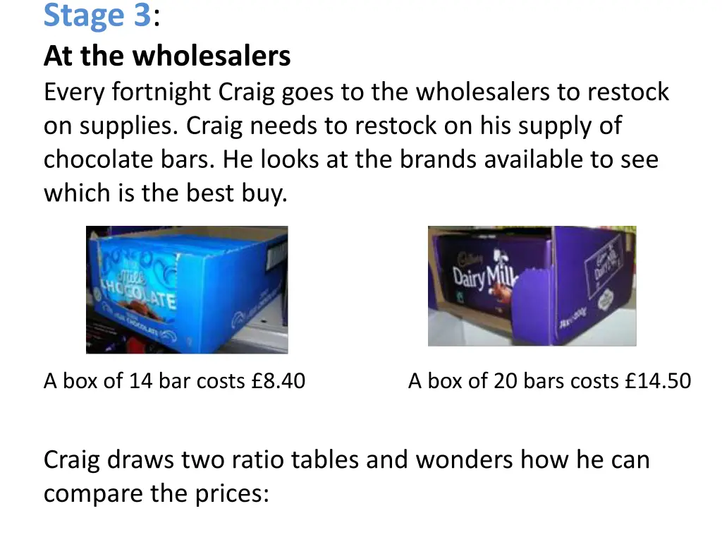 stage 3 at the wholesalers every fortnight craig