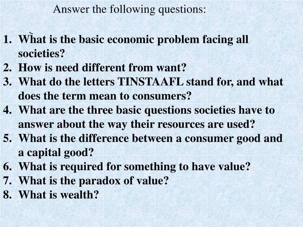 answer the following questions