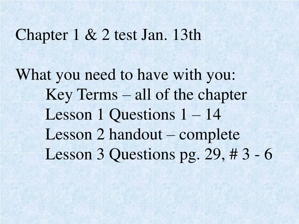 chapter 1 2 test jan 13th