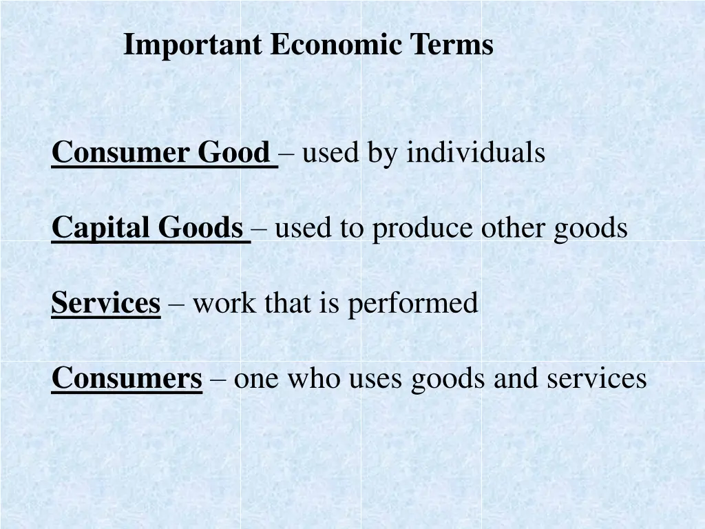 important economic terms