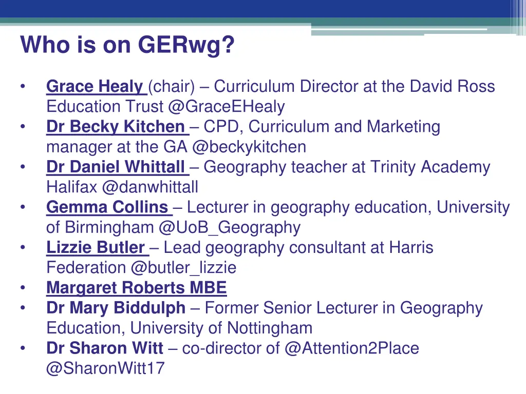 who is on gerwg