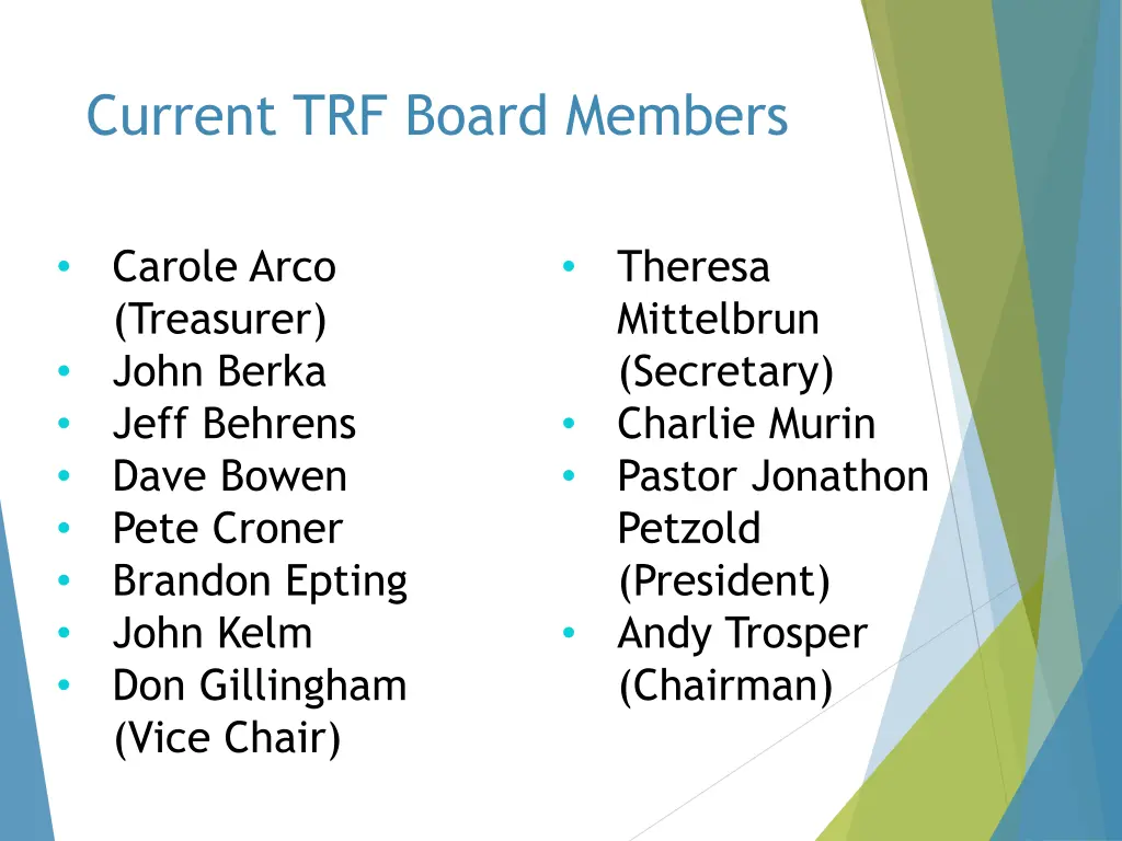 current trf board members