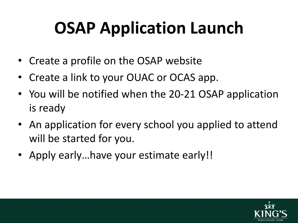 osap application launch