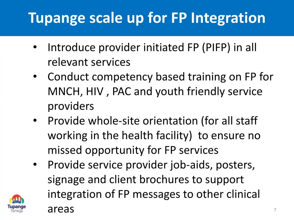 tupange scale up for fp integration