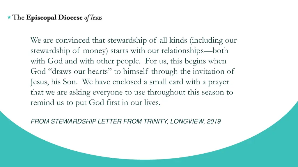 we are convinced that stewardship of all kinds