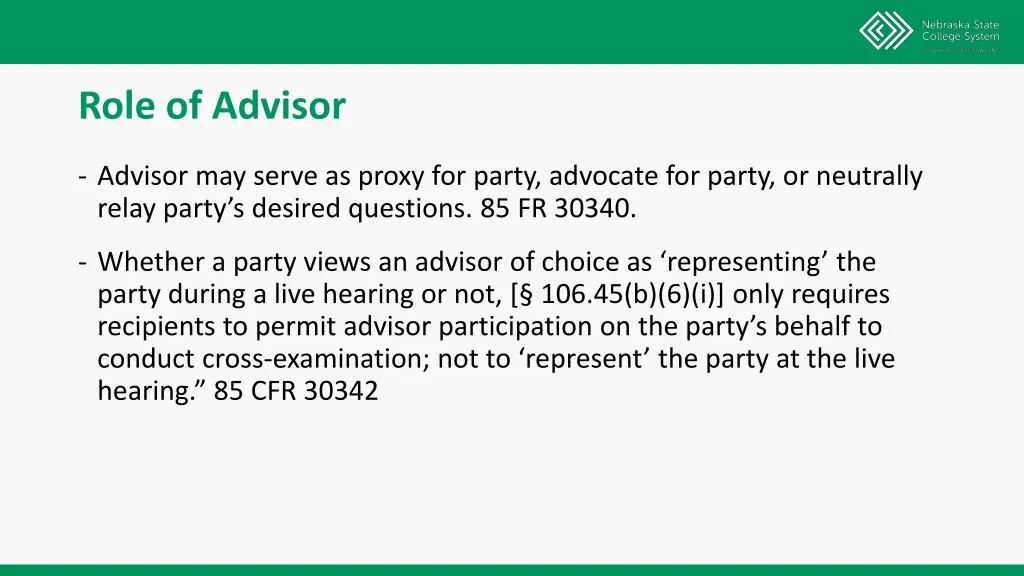 role of advisor 1