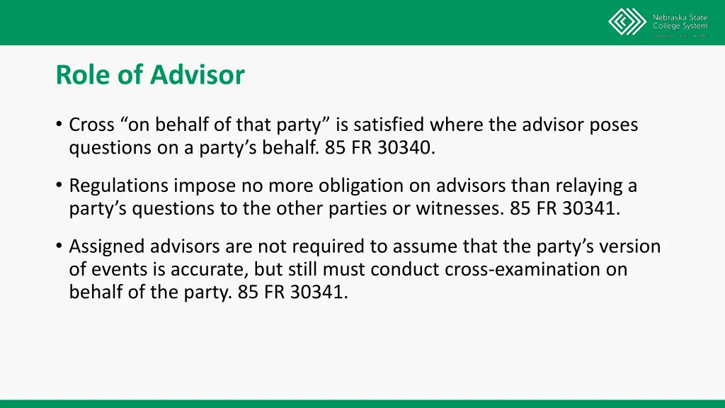 role of advisor 2