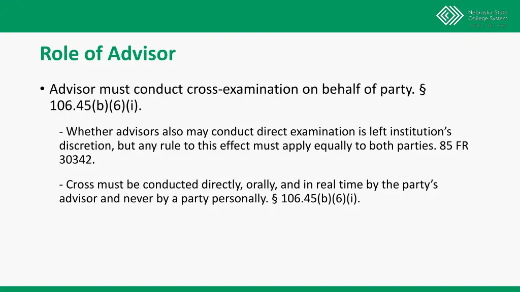 role of advisor