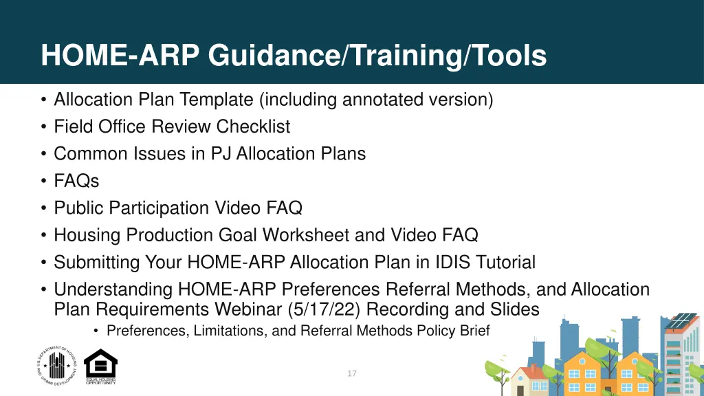 home arp guidance training tools