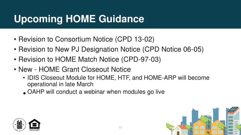upcoming home guidance