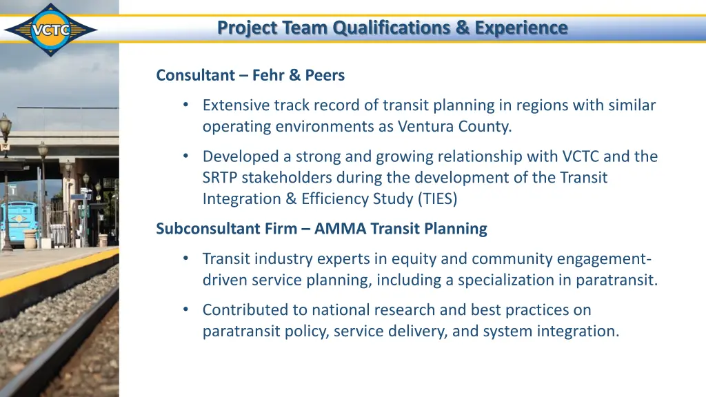 project team qualifications experience