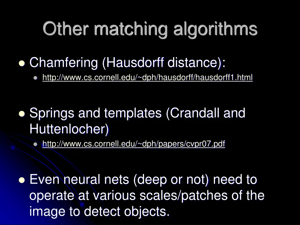 other matching algorithms