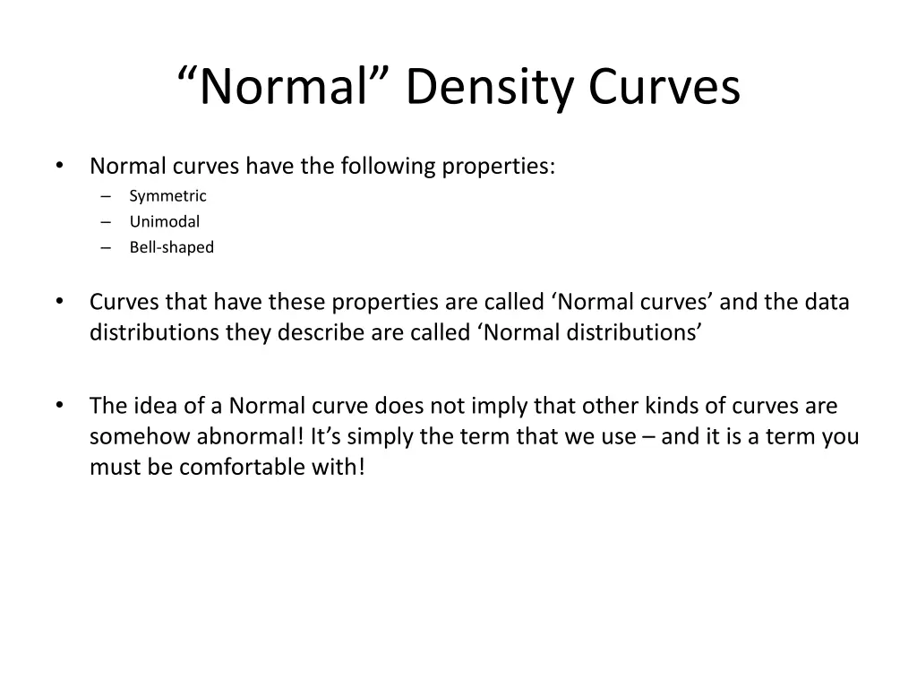 normal density curves