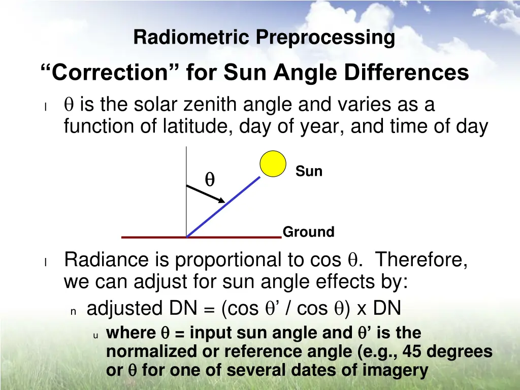 radiometric preprocessing