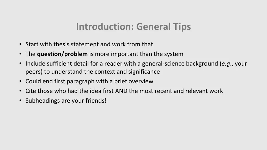 introduction general tips
