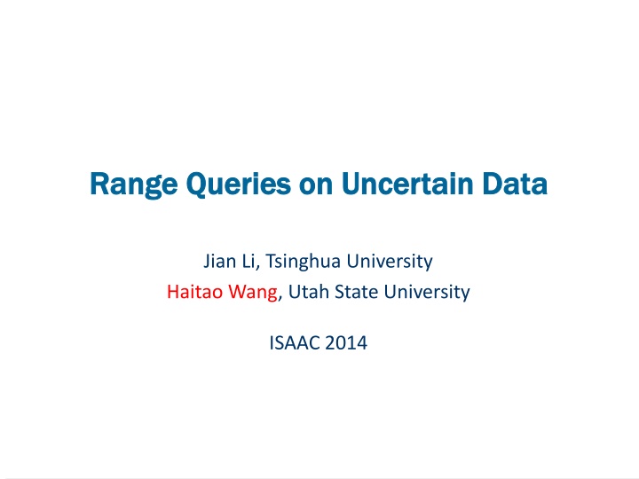 range queries on uncertain data range queries