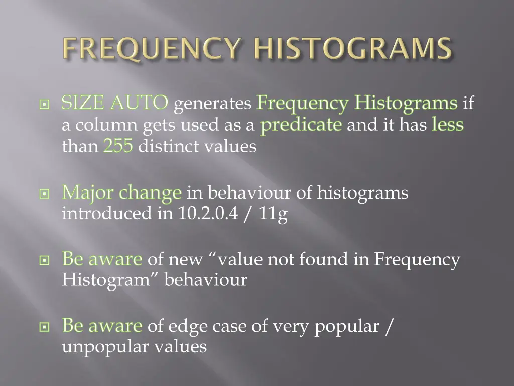 size auto generates frequency histograms