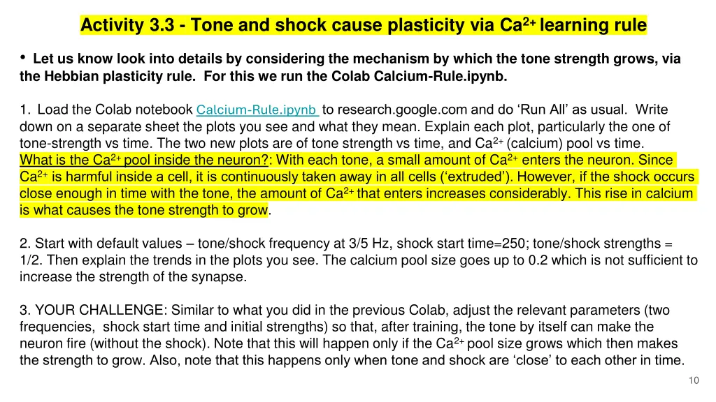 activity 3 3 tone and shock cause plasticity