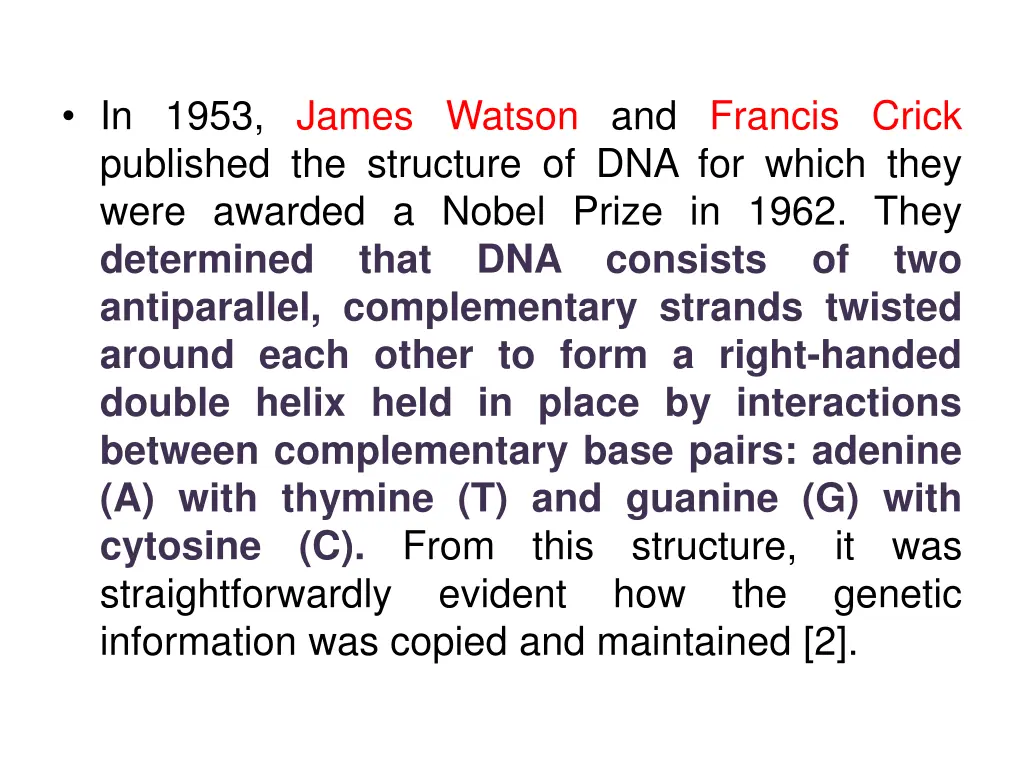 in 1953 james watson and francis crick published