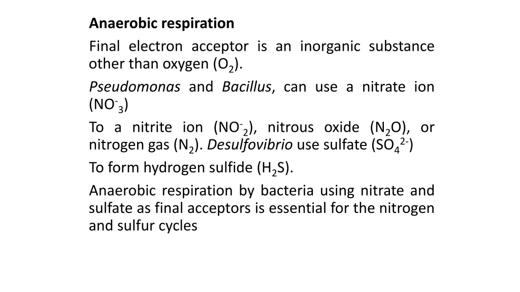 anaerobic respiration final electron acceptor