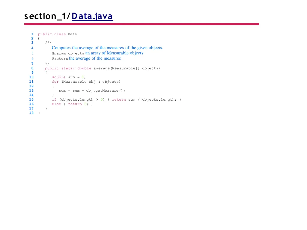 section 1 data java