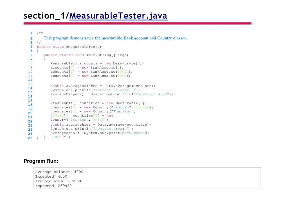section 1 measurabletester java