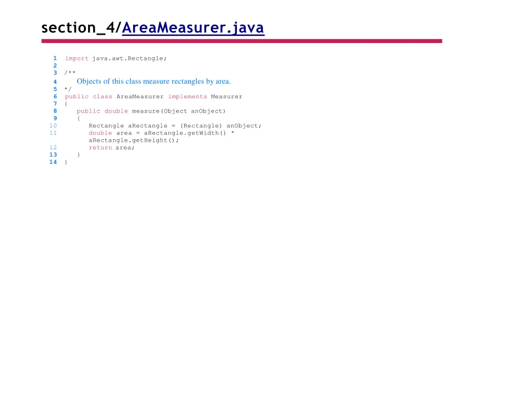section 4 areameasurer java