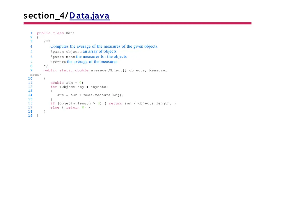 section 4 data java