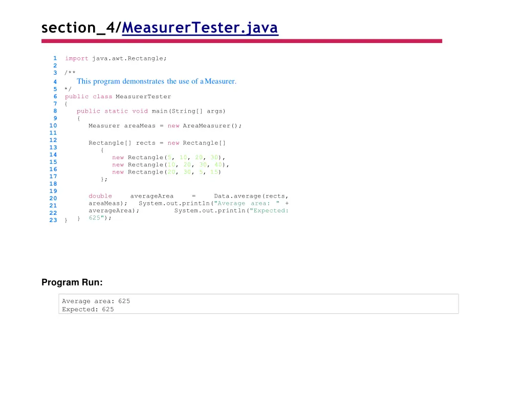 section 4 measurertester java
