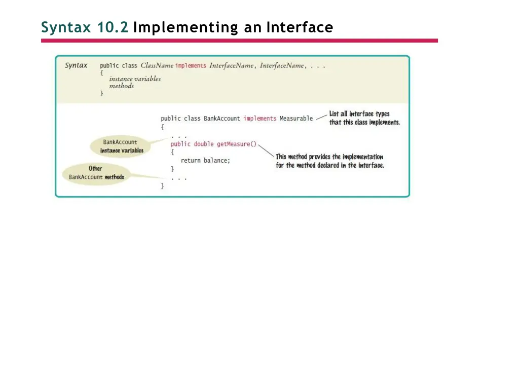 syntax 10 2 implementing an interface