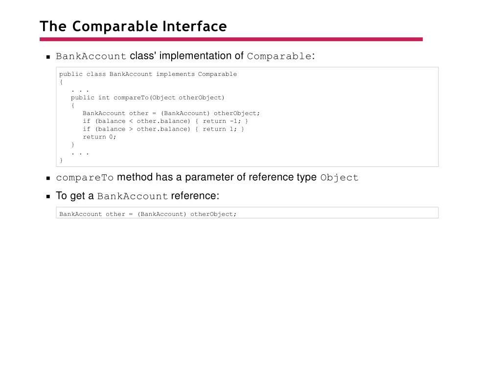 the comparable interface 1