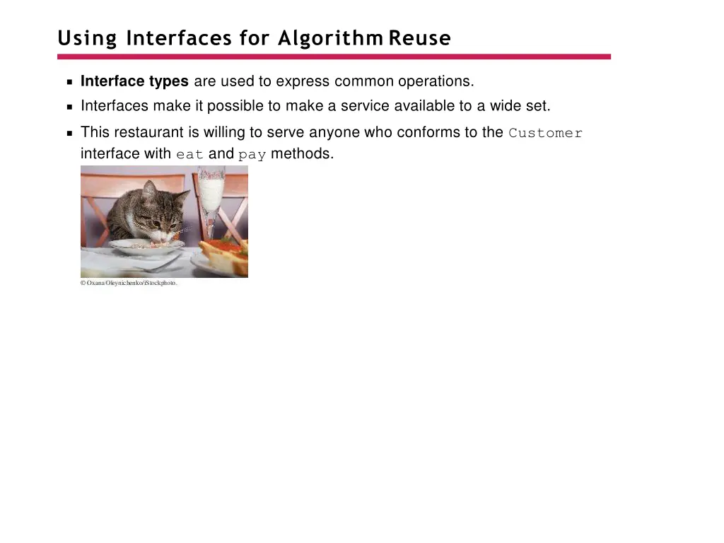 using interfaces for algorithm reuse