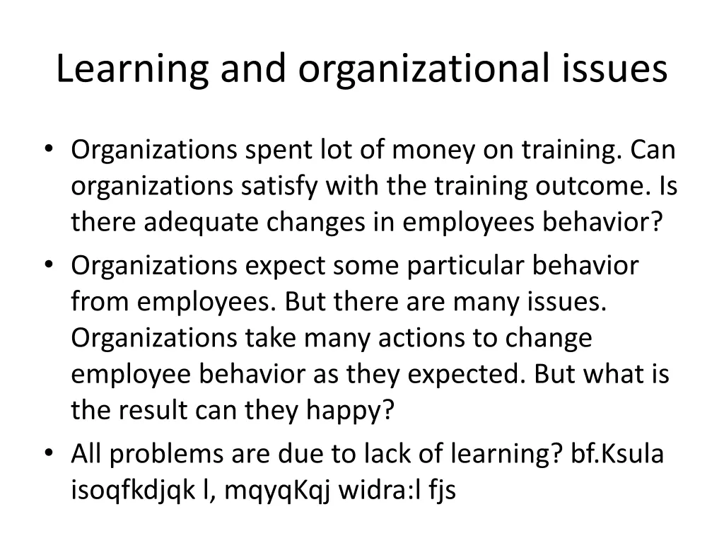 learning and organizational issues
