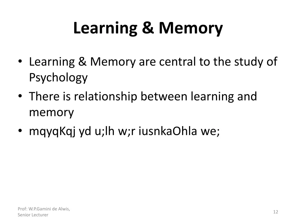 learning memory